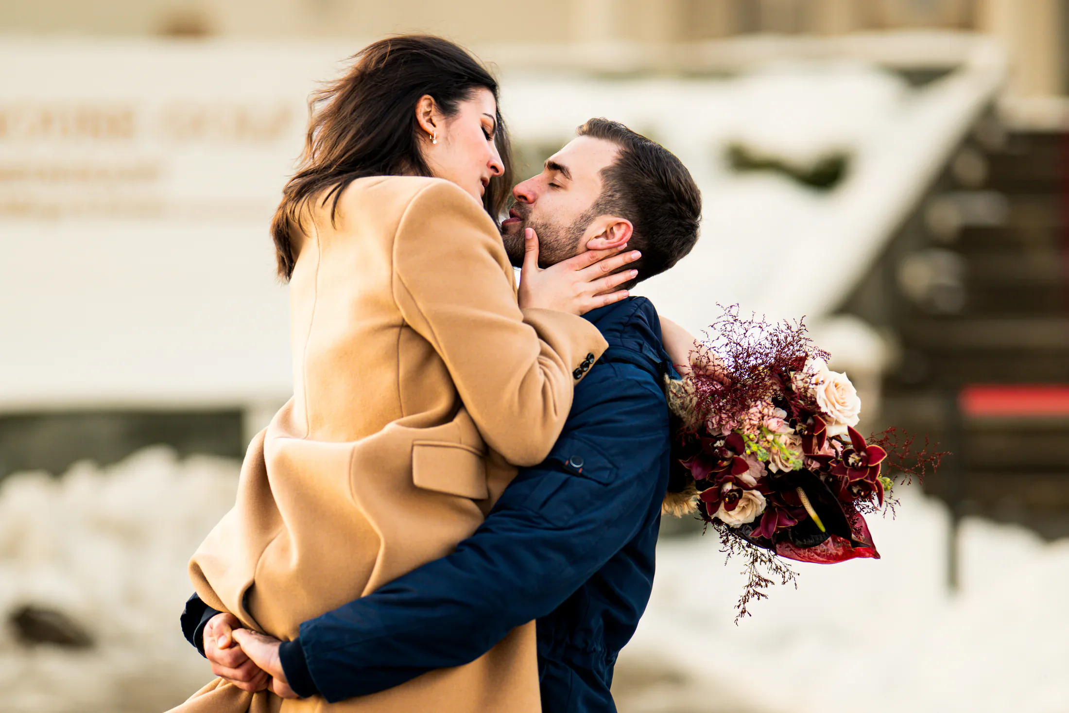 Winter wedding portrait