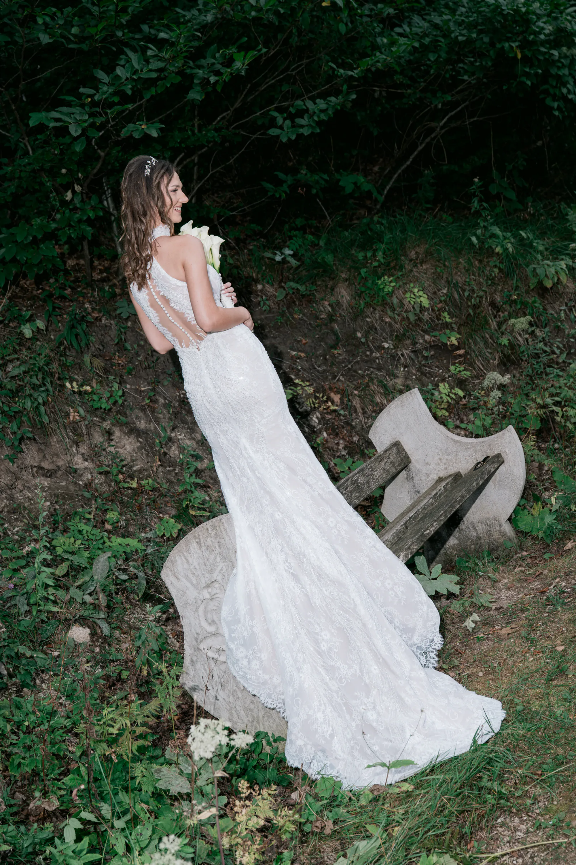 Bridal portrait in a forest